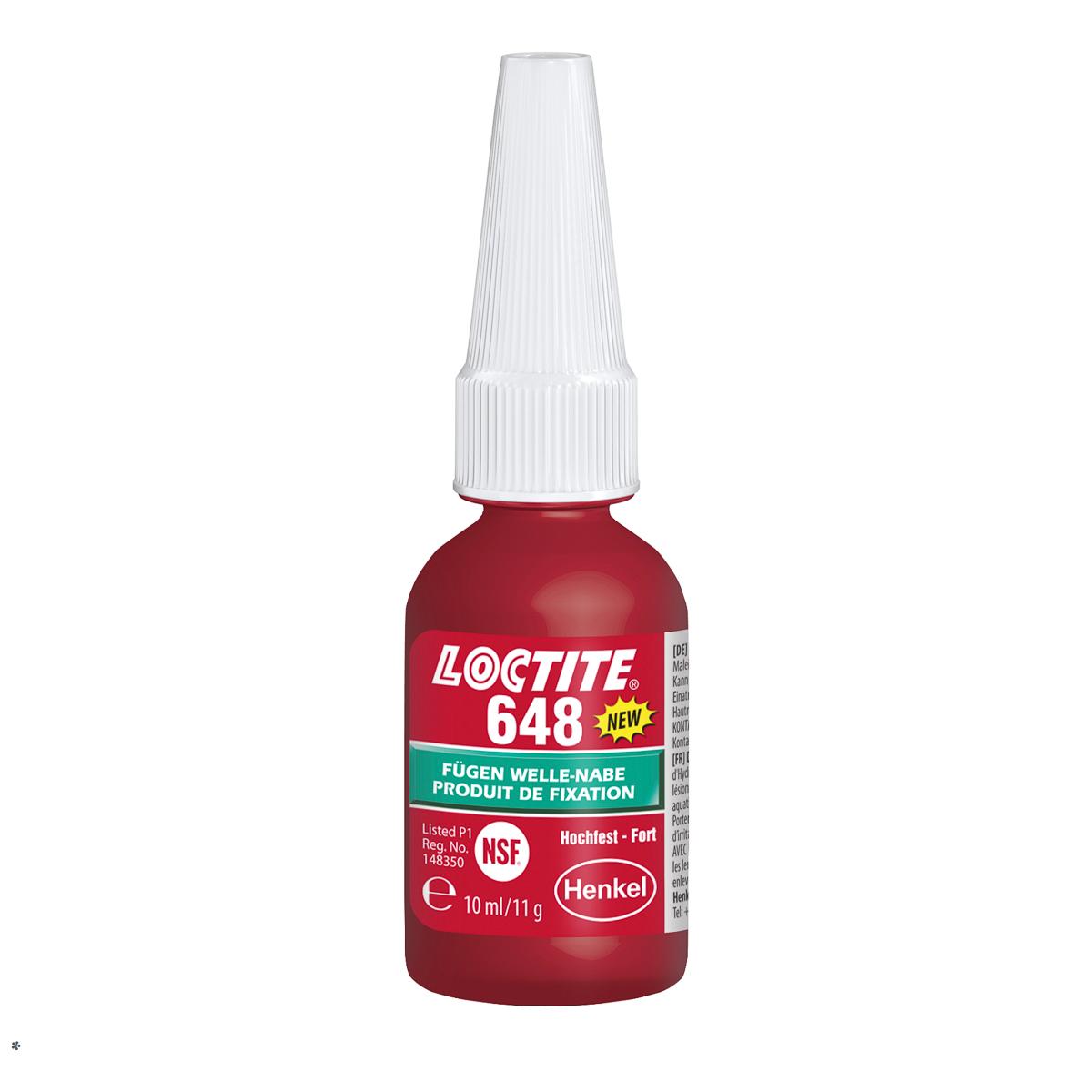 Produktfoto 1 von Loctite 648 Fügeklebstoff hochfest Flüssig Grün, Flasche 10 ml, -55 → +175 °C