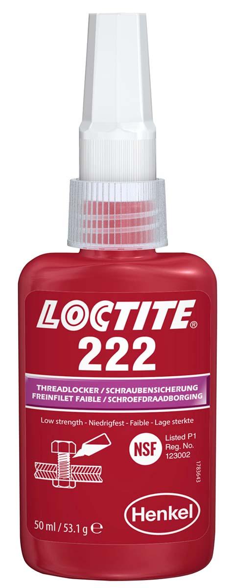 Produktfoto 1 von Loctite 222 Schraubensicherungsklebstoff anaerob Flüssig Lila 50 ml, schwach aushärtend in 6 h