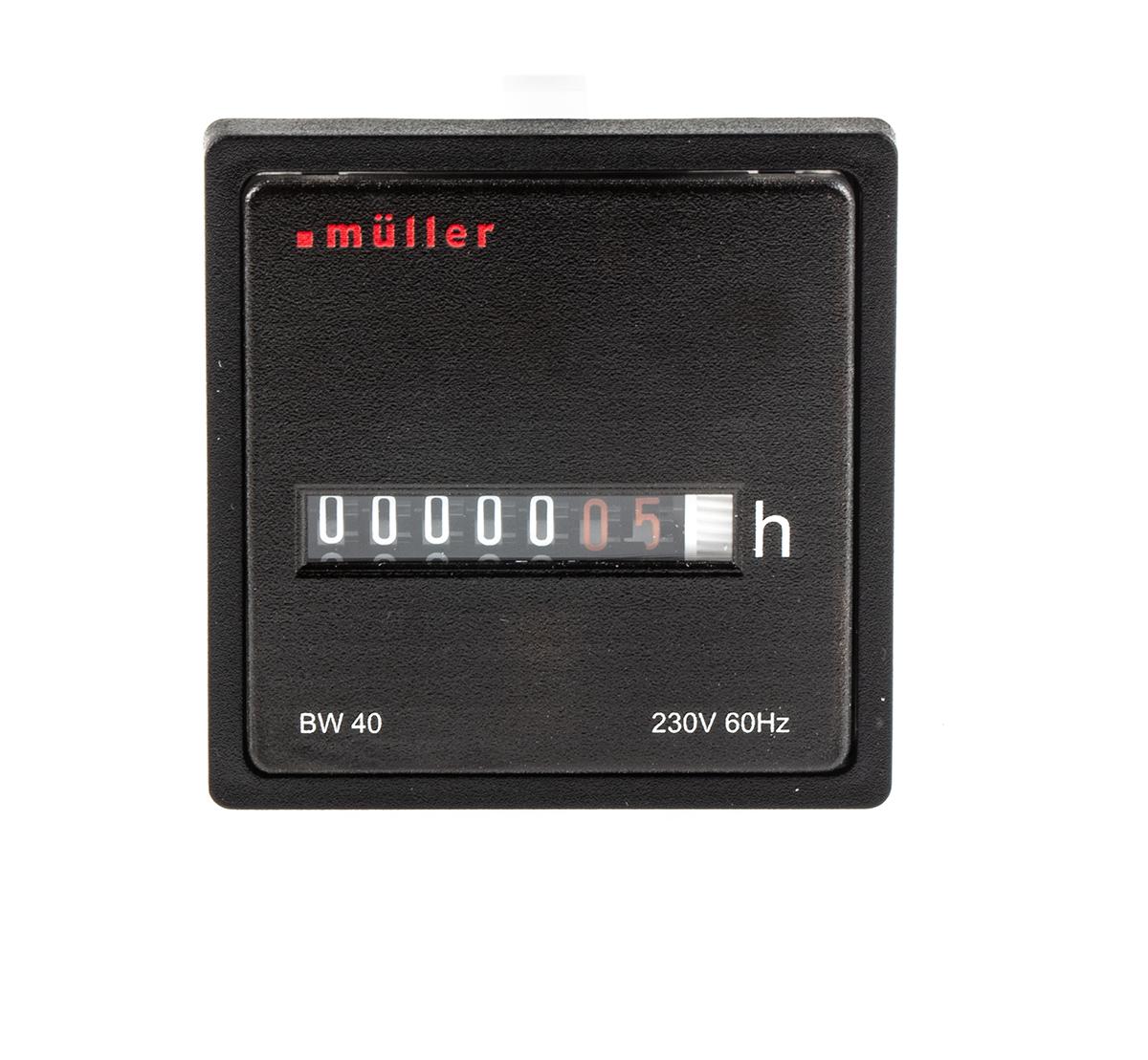 Müller BW40 Zähler Analog 6-stellig, Stunden, 60 Hz, 230 V ac, 99999