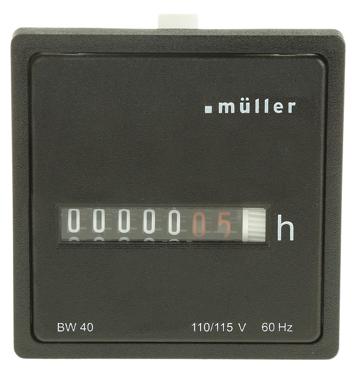 Produktfoto 1 von Müller BW40 Zähler Mechanisch 6-stellig, Stunden, 115 V ac, 99999