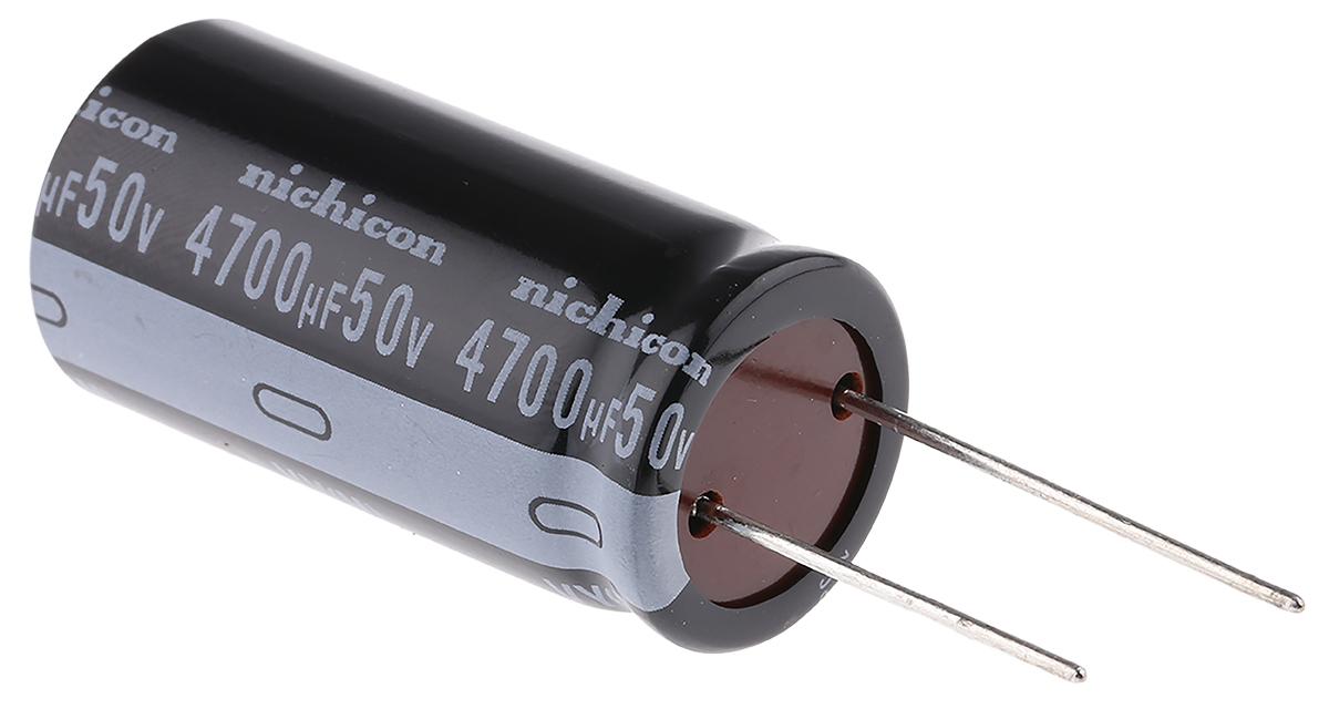 Produktfoto 1 von Nichicon VY, THT Aluminium-Elektrolyt Kondensator 4700μF ±20% / 50V dc, Ø 20mm x 40mm, bis 105°C