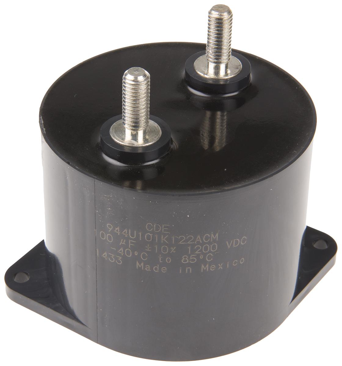 Cornell-Dubilier 944U Folienkondensator 100μF ±10% / 1.2kV dc, Schraubmontage Raster 45mm