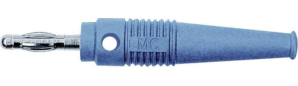 Produktfoto 1 von Stäubli 4 mm Bananenstecker Blau, Kontakt vernickelt, 30 V, 60V dc / 32A, Lötanschluss