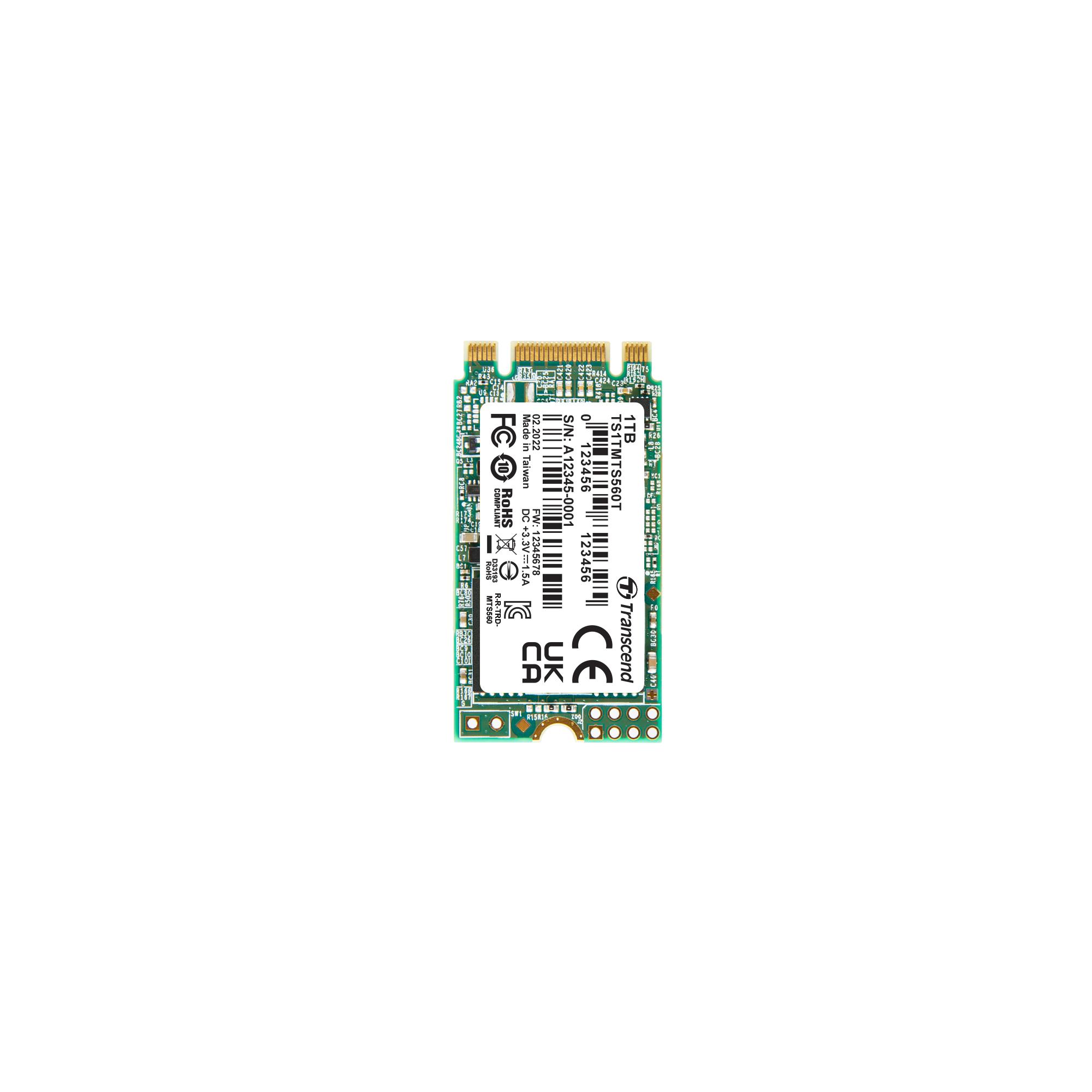 Transcend MTS560T, M.2 2242 Intern HDD-Festplatte SATA III Industrieausführung, 3D TLC, 1 TB, SSD