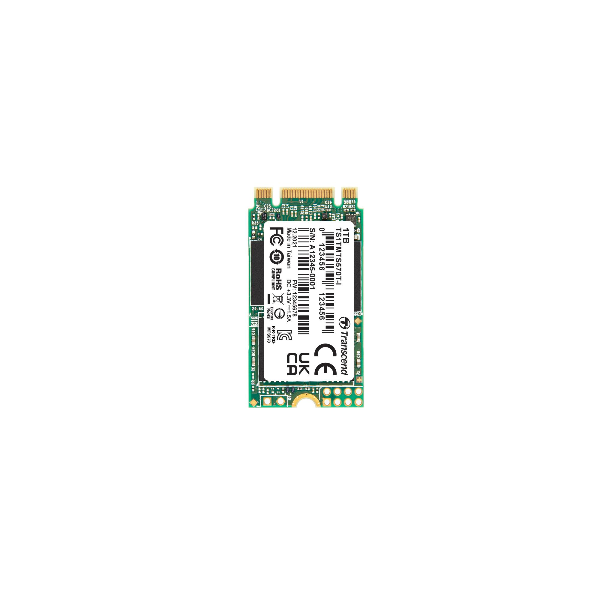 Produktfoto 1 von Transcend MTS570T-I, M.2 2242 Intern HDD-Festplatte SATA III Industrieausführung, 3D TLC, 1 TB, SSD