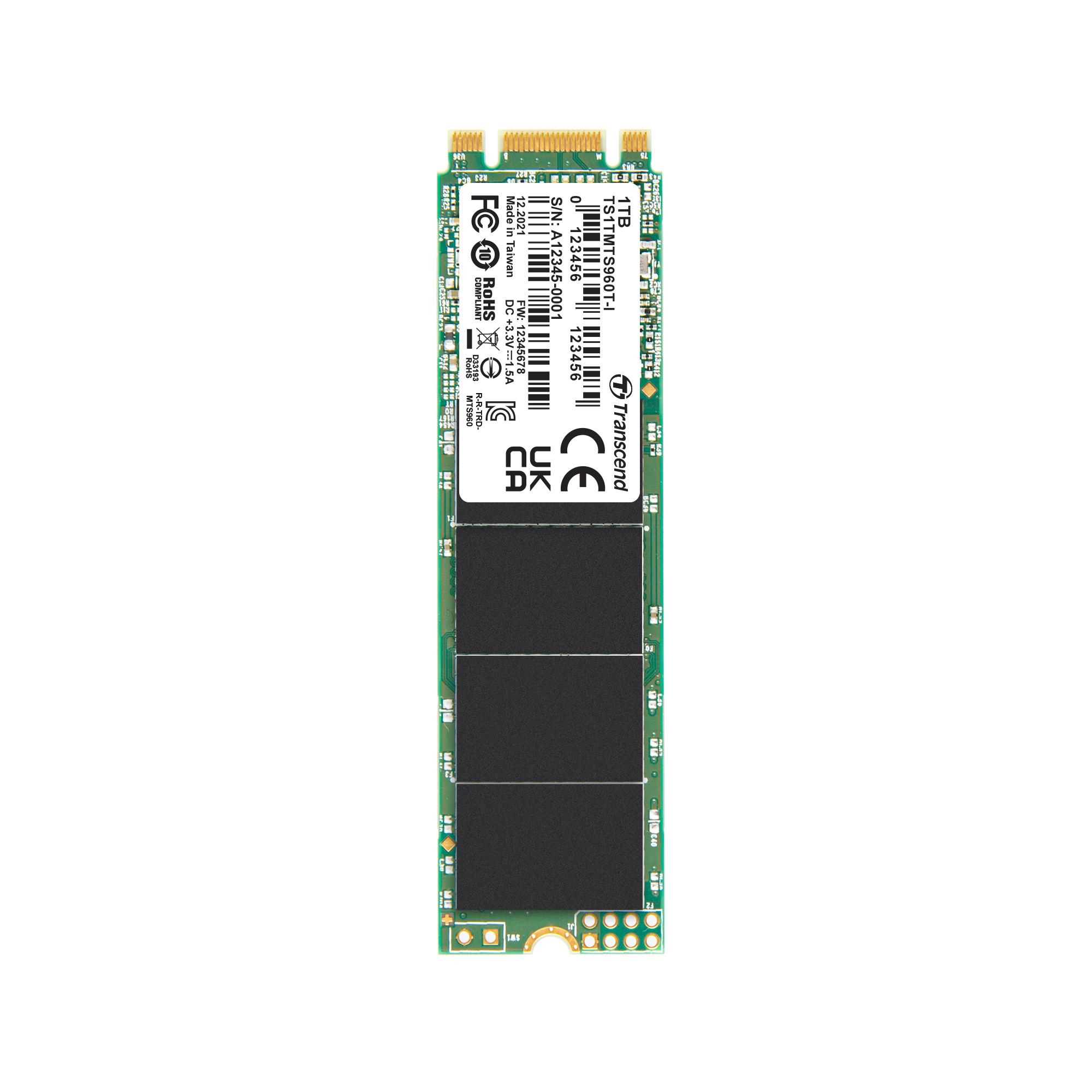 Produktfoto 1 von Transcend MTS960T-I, M.2 2280 Intern HDD-Festplatte SATA III Industrieausführung, 3D TLC, 1 TB, SSD