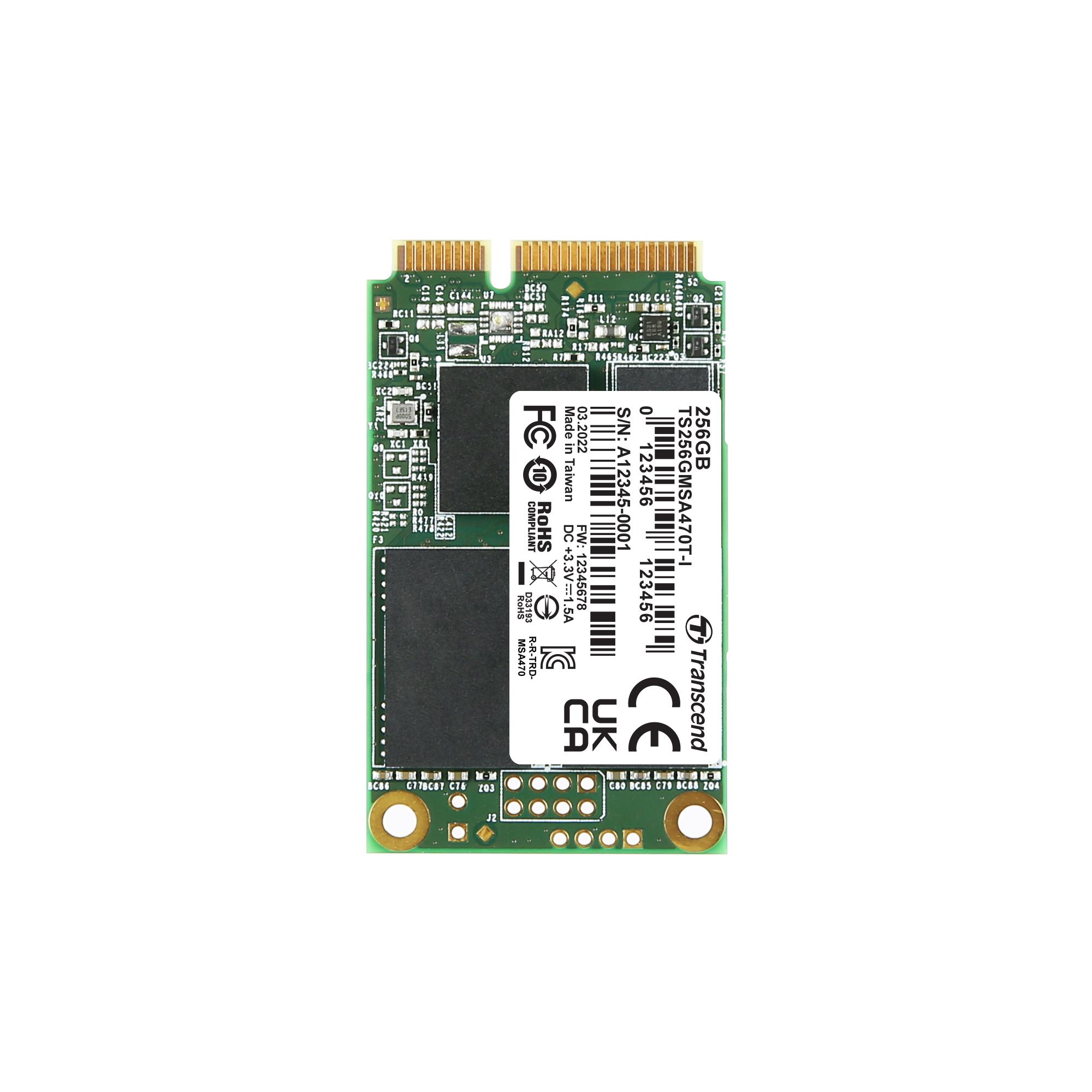 Transcend MSA470T-I, mSATA Intern HDD-Festplatte SATA III Industrieausführung, 3D TLC, 256 GB, SSD