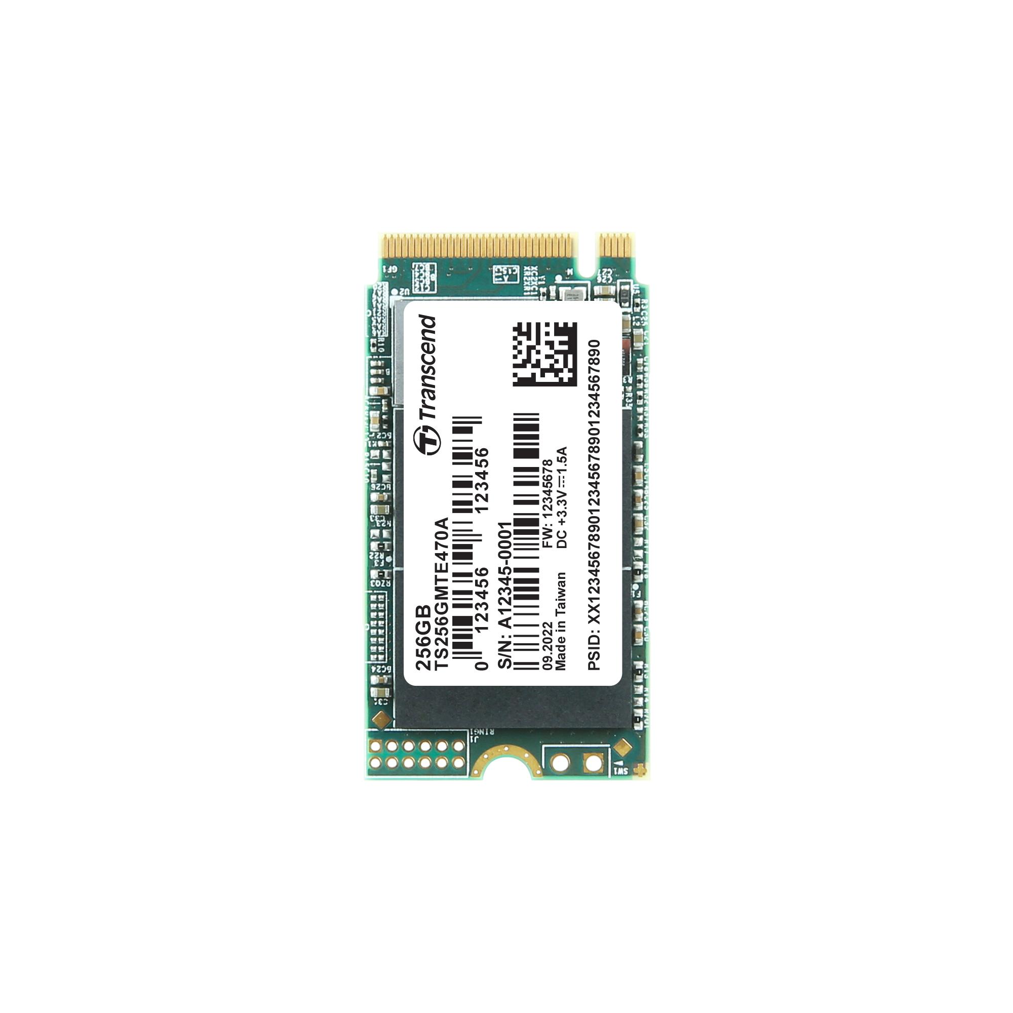 Produktfoto 1 von Transcend MTE470 A, M.2 2242 Intern HDD-Festplatte NVMe PCIe Gen 3 x 4 Industrieausführung, 3D TLC, 256 GB, SSD