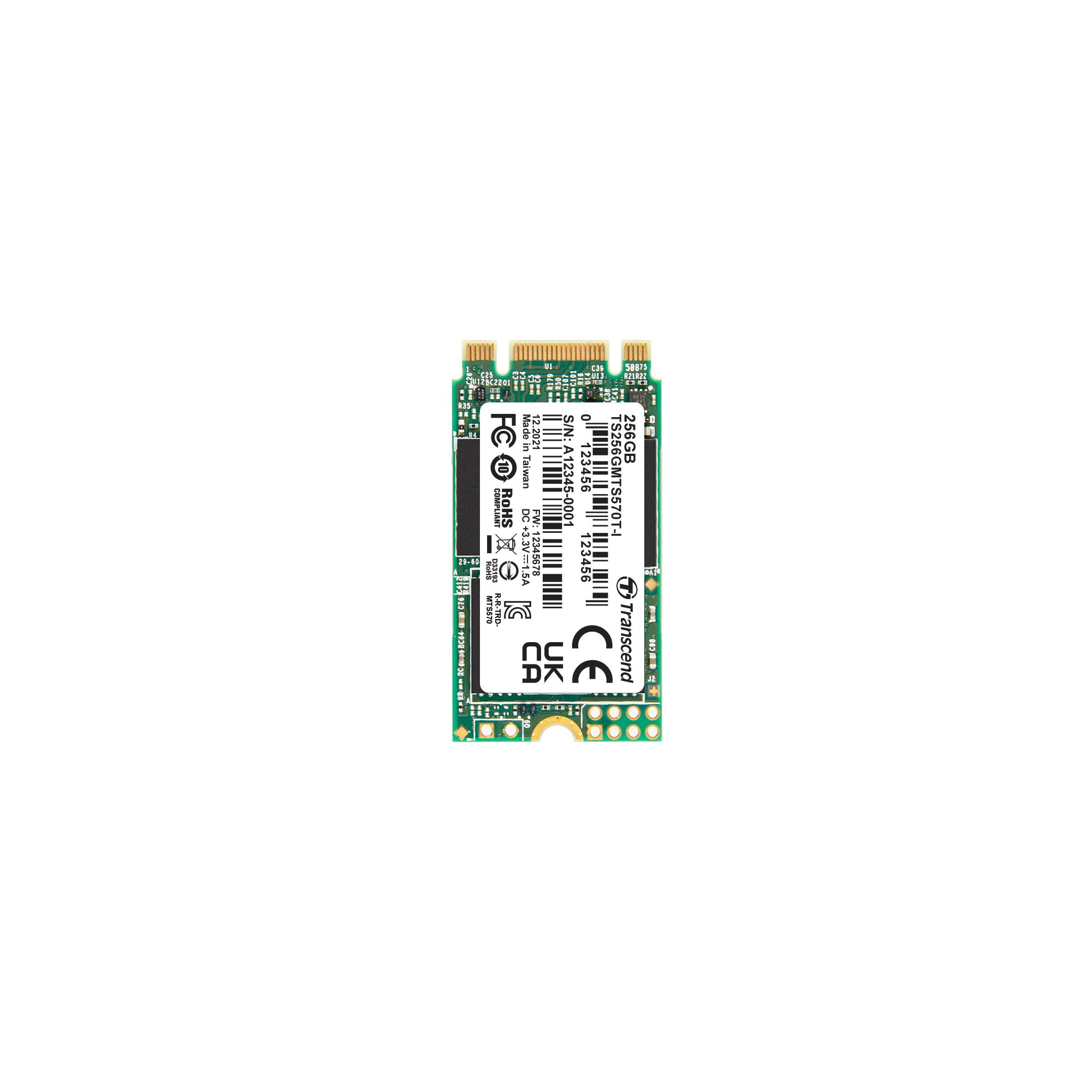 Produktfoto 1 von Transcend MTS570T-I, M.2 2242 Intern HDD-Festplatte SATA III Industrieausführung, 3D TLC, 256 GB, SSD