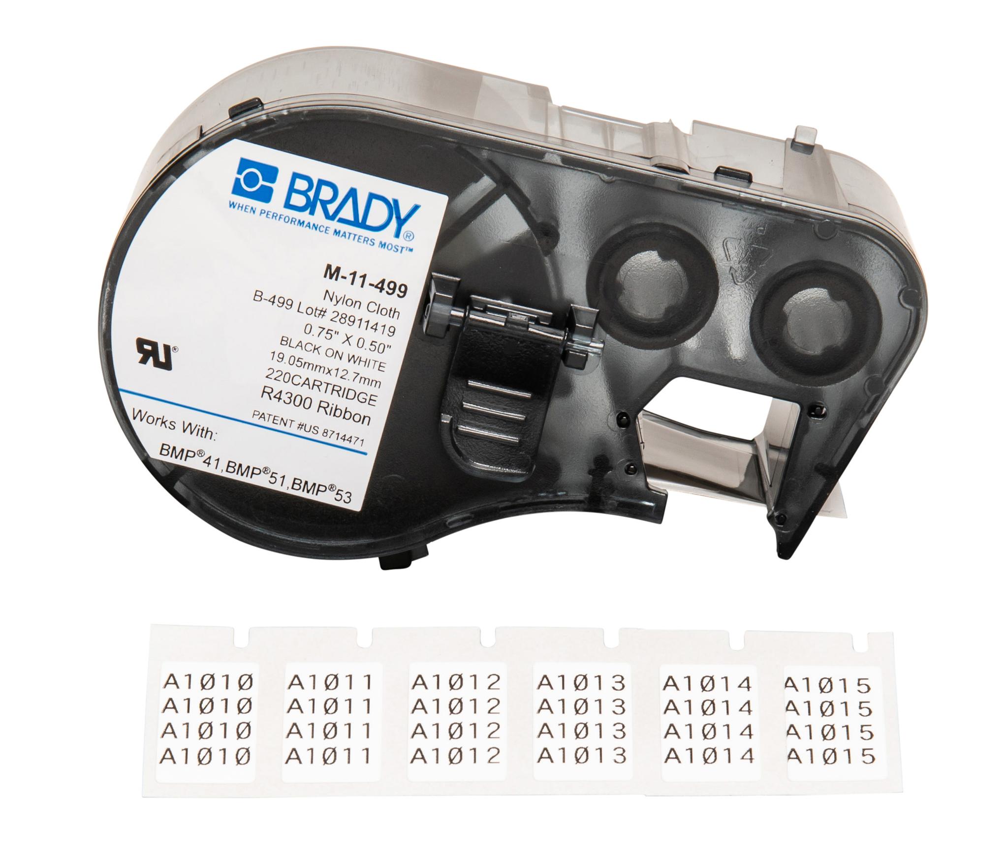 Produktfoto 1 von Brady B-499 Nylon Cloth Beschriftungsband Schwarz für BMP41, BMP51, BMP53 auf Weiß