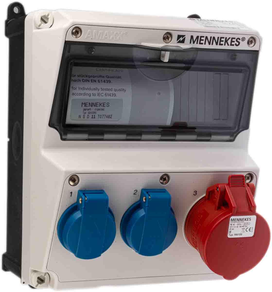 MENNEKES Buchse Blau, Rot, 230 V, 400 V / 16A, Wandmontage IP44