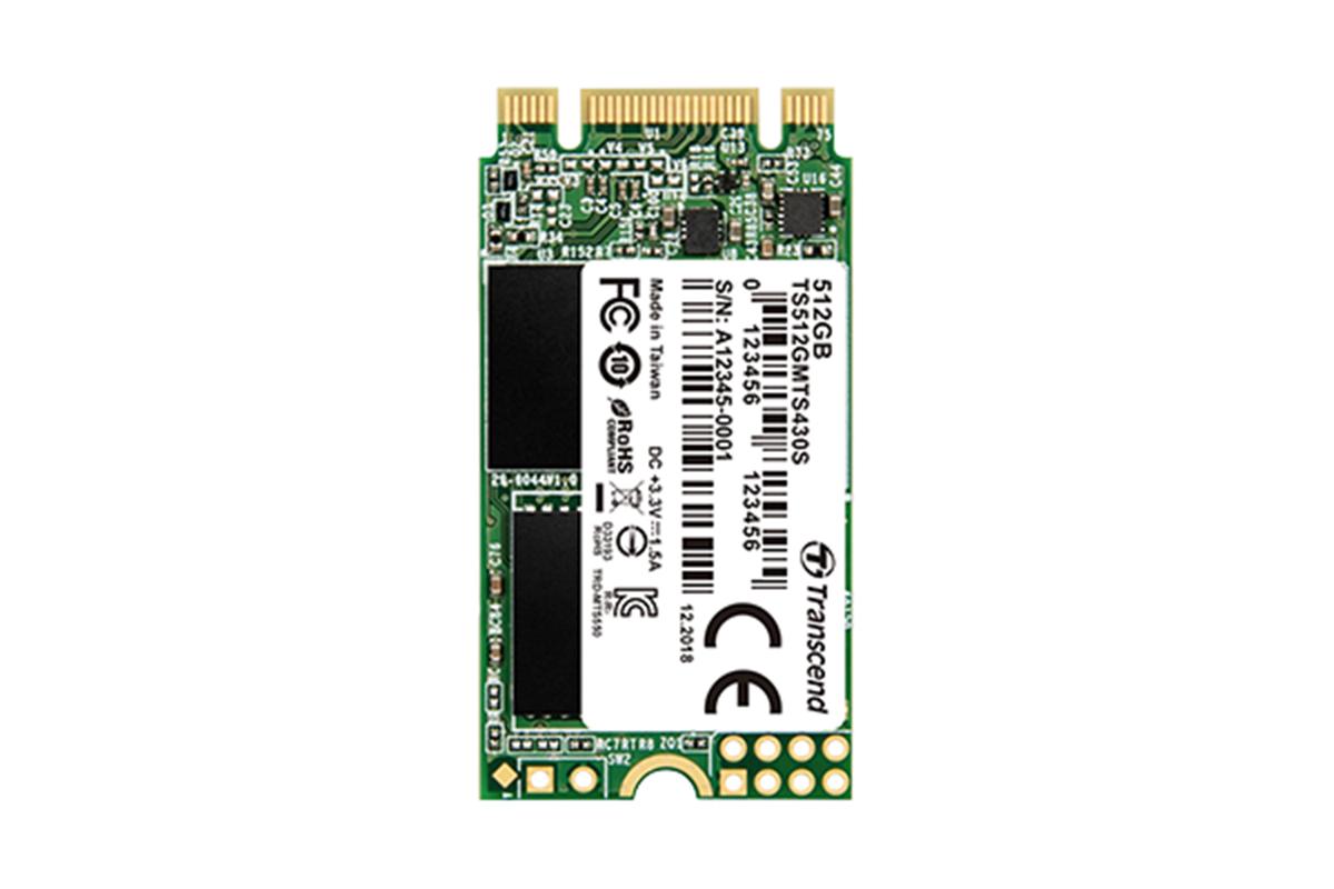 Produktfoto 1 von Transcend MTS430S, M.2 Intern HDD-Festplatte SATA III, TLC, 128 GB, SSD