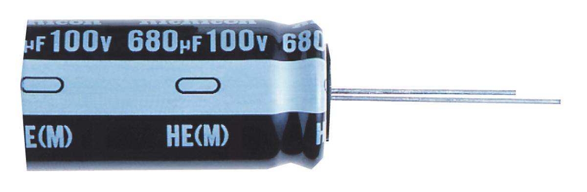 Produktfoto 1 von Nichicon HE, THT Aluminium-Elektrolyt Kondensator 100μF ±20% / 50V dc, Ø 8mm x 11.5mm, bis 105°C