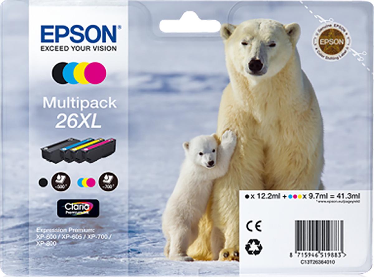 Epson 26XL Druckerpatrone für Epson Patrone Schwarz, Cyan, Magenta, Gelb 4 Stk./Pack