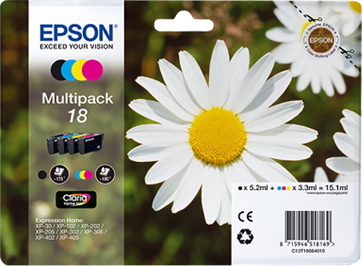 Epson 18XP Druckerpatrone für Epson Patrone Schwarz, Cyan, Magenta, Gelb 4 Stk./Pack