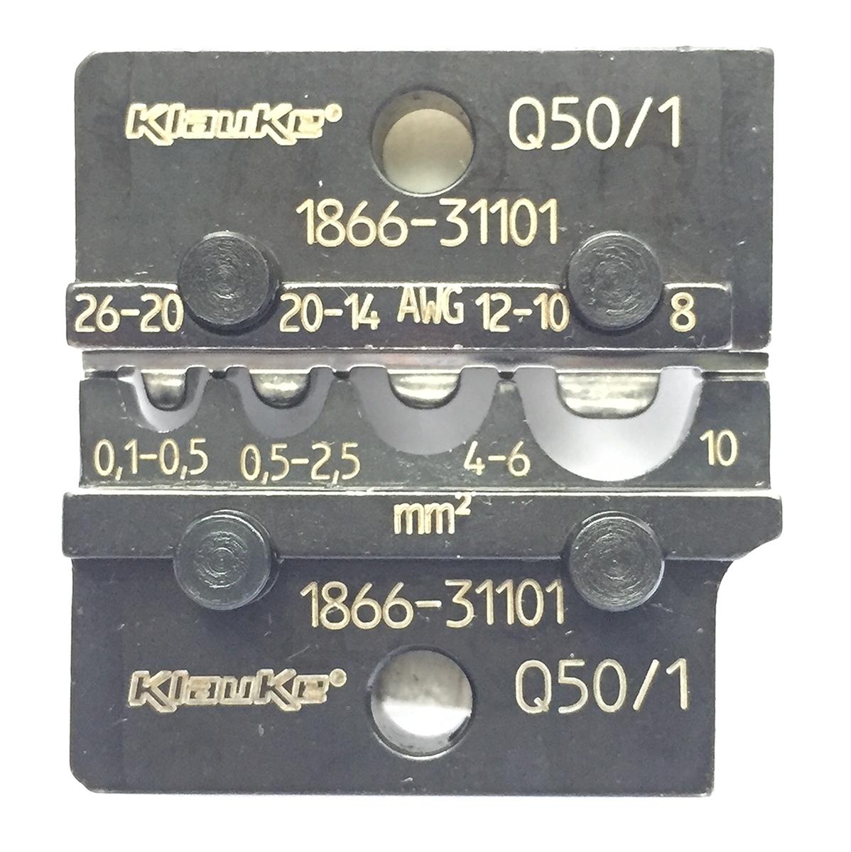 Produktfoto 1 von Klauke Crimp-Matrizensatz, 0.5mm² / 10mm² max., Typ Offene Anschlussklemme, Unisoliert, 4 Kont., 4 Ports