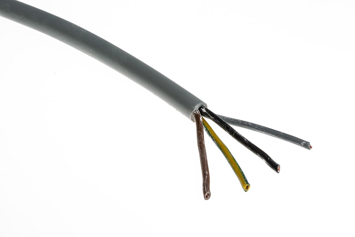 Produktfoto 1 von AXINDUS H05VVF Netzkabel, 4-adrig Typ H05VVF Grau x 0,75 mm² /Ø 6.6 → 8.3mm 6 A,  50m, 300 V, 500 V, PVC