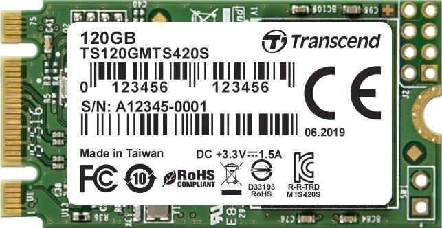 Produktfoto 1 von Transcend MTS420S, M.2 Intern HDD-Festplatte SATA III, TLC, 120 GB, SSD