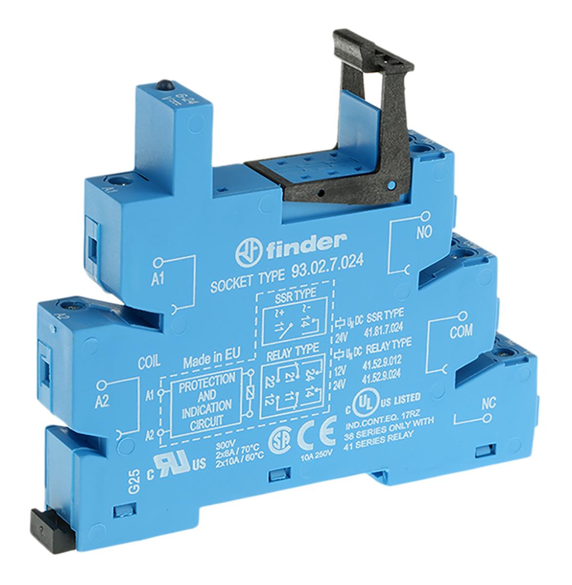 Finder Relaissockel zur Verwendung mit Relais, Serie 38.62, 38.52 93, DIN-Schienen, 24V dc