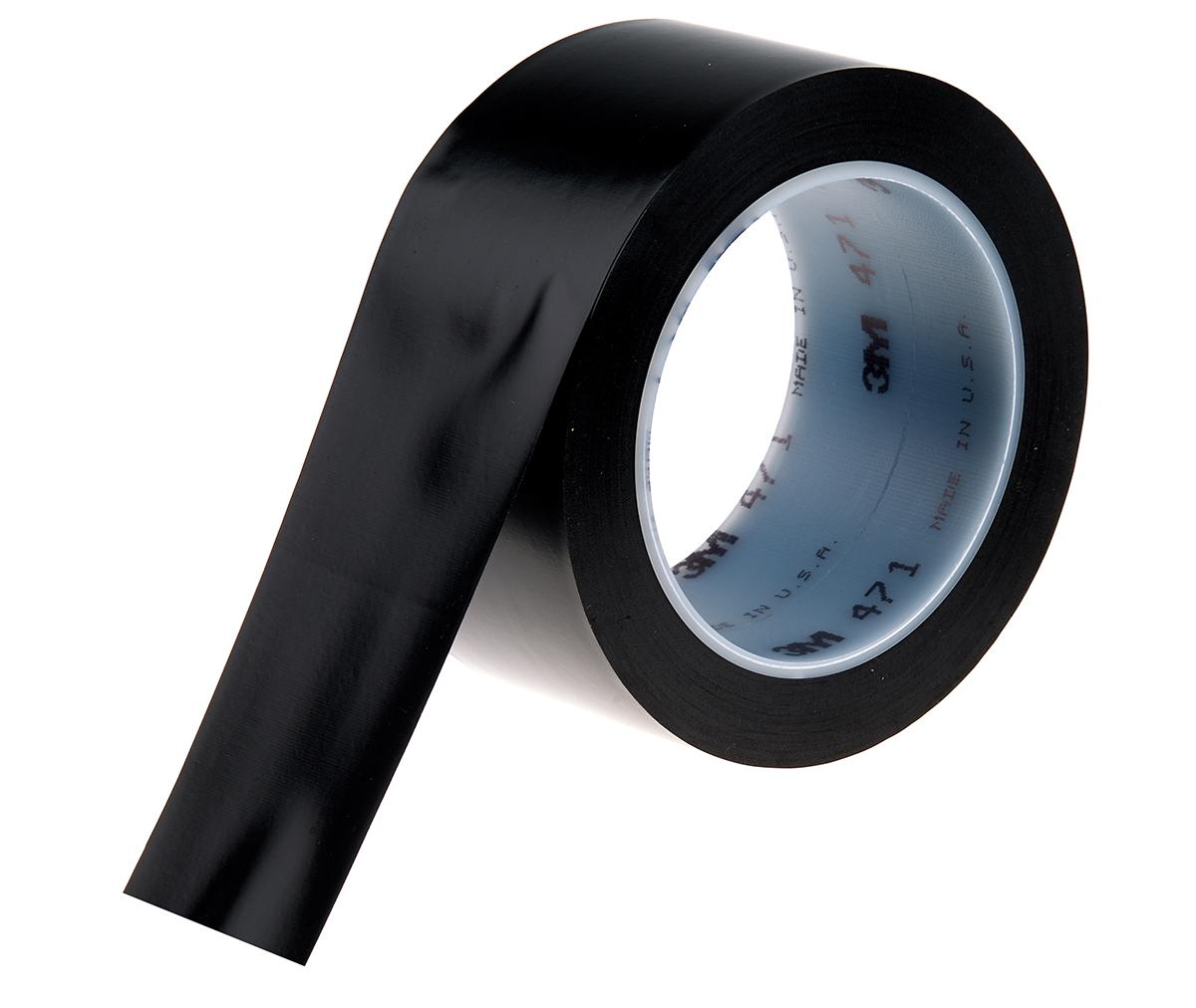 Produktfoto 1 von 3M Scotch 471 Vinyl Markierungsband Schwarz Typ Bodenmarkierungsband, Stärke 0.14mm, 50mm x 33m