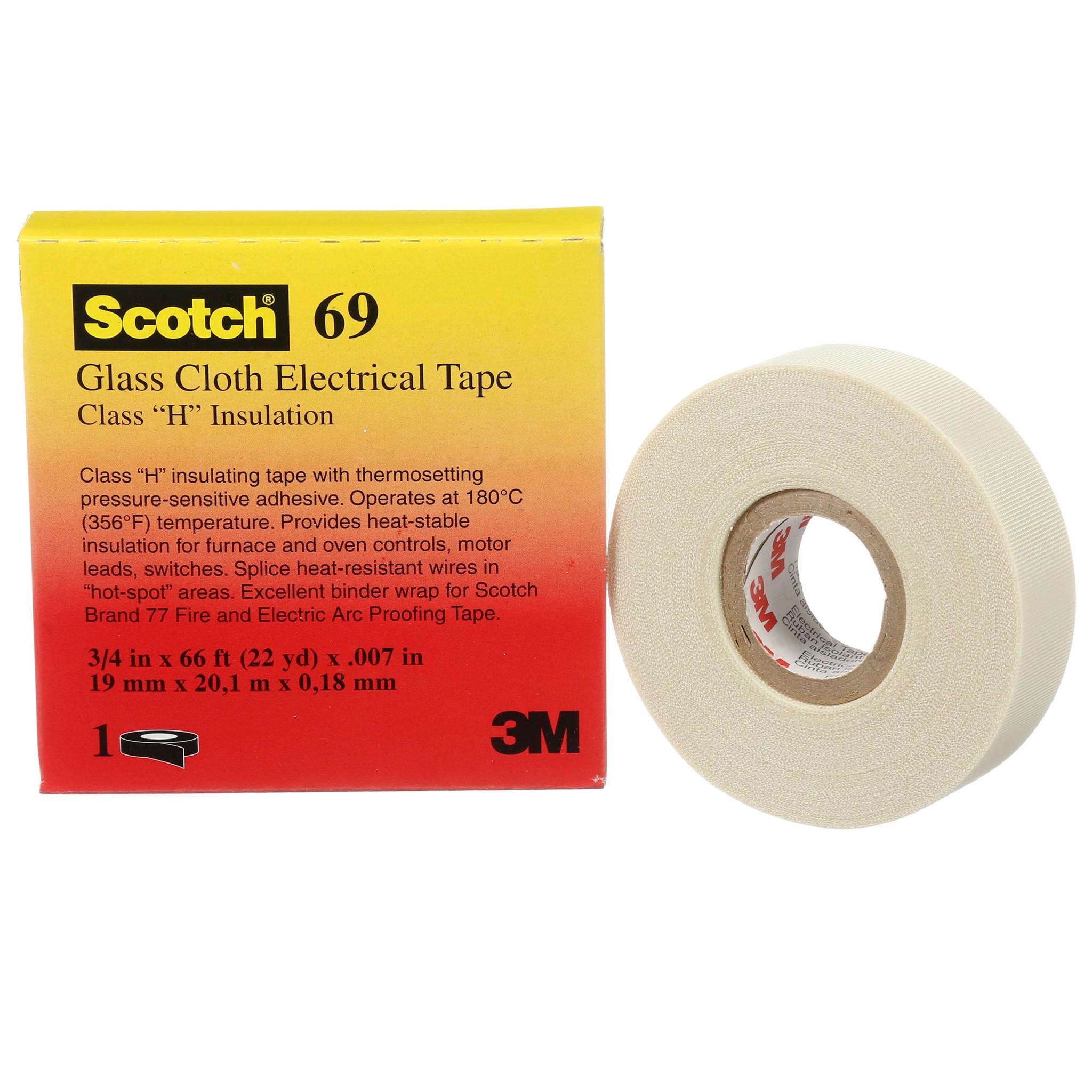 Produktfoto 1 von 3M Scotch 69 Gewebeband, Glasfaser Filamentband Weiß, 0.18mm x 9mm x 33m