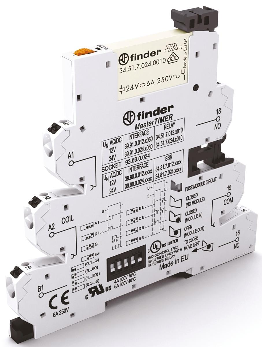 Produktfoto 1 von Finder 39 Series Interface Relais, 19.2V ac/dc / 26.4V ac/dc 24V ac/dc, 1-poliger Wechsler DIN-Schienen 250 →