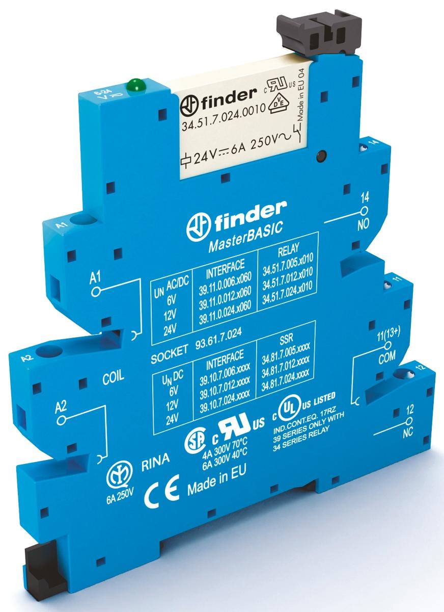 Finder 39 Series Interface Relais, 88V / 138V 110V ac/dc, 1-poliger Wechsler DIN-Schienen 250 → 400V ac