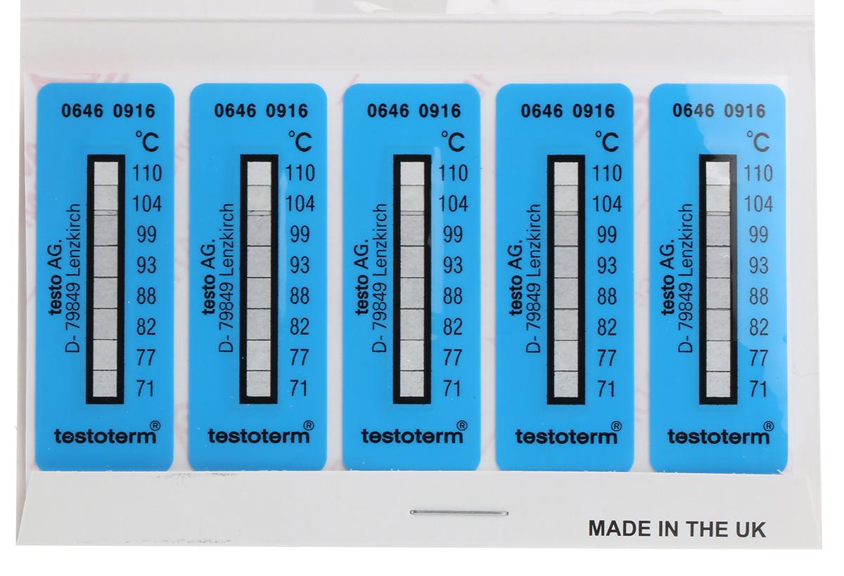 Produktfoto 1 von Testo Temperaturmessstreifen +71°C / +110°C 2 Messbereiche 10 Stk. Vertikal, L. 50mm, B. 18mm