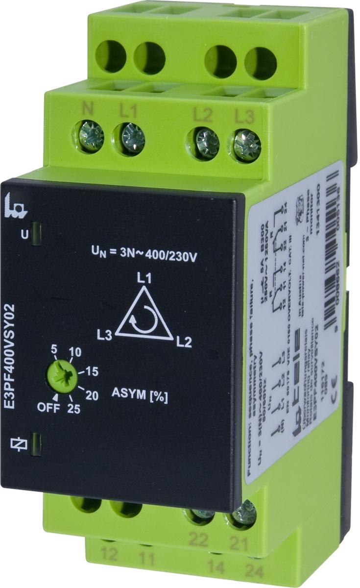Tele ENYA Überwachungsrelais, für Phase, Spannung Max. 400 V 3-phasig, 2-poliger Wechsler Eigenversorgung DIN-Schienen