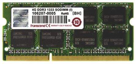 Produktfoto 1 von Transcend Arbeitsspeicher für Laptop, 4 GB, 1333MHz DDR3 SODIMM PC3-10600