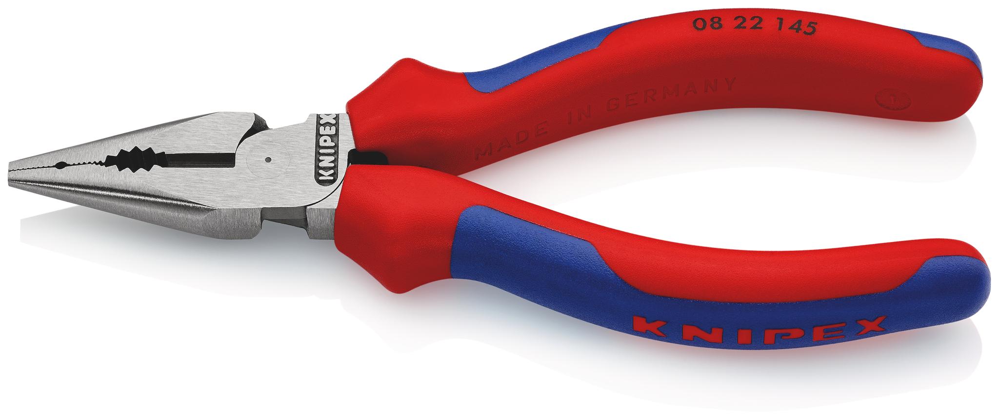 Produktfoto 1 von Knipex Kombizange, gebogen Schneidkraft → Kupferkabel: 8 mm harter Draht: 2 mm mittelharter Draht: 3 mm 145 mm