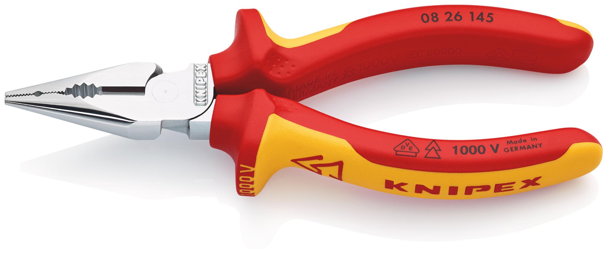 Knipex Kombizange, gebogen Schneidkraft → Kupferkabel: 8 mm harter Draht: 2 mm mittelharter Draht: 3 mm 145 mm VDE