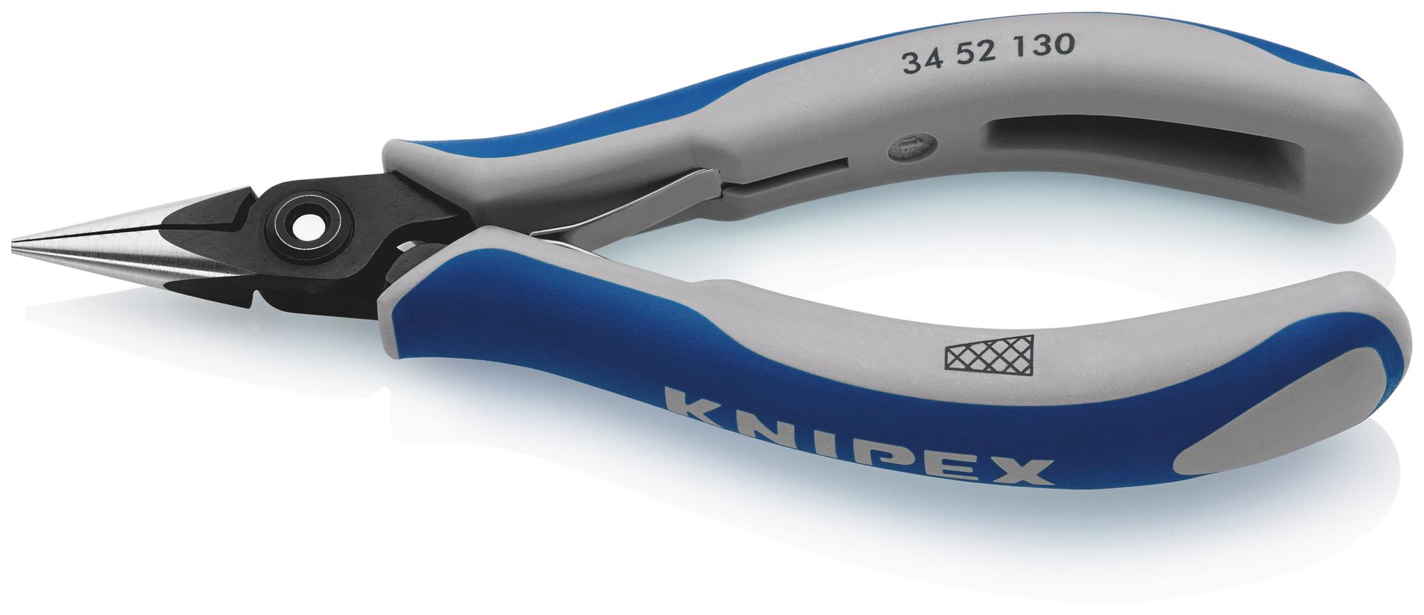 Knipex 34 52 Elektronikzange, Rundzange / Backen 23mm, gebogen 137 mm