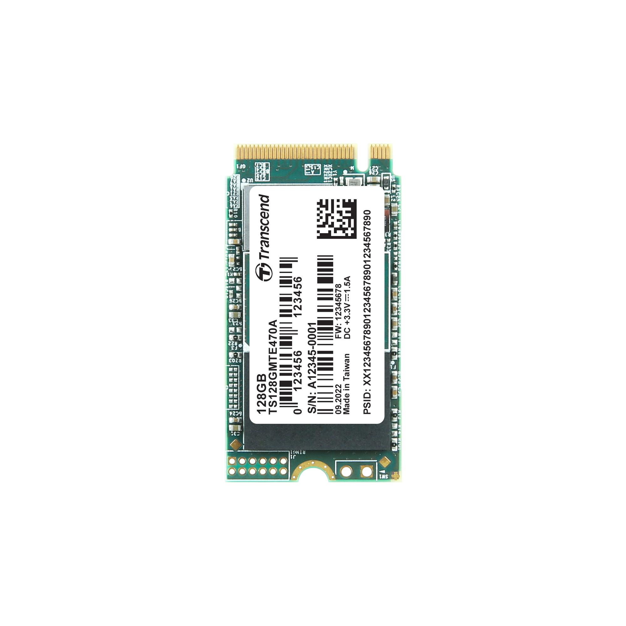 Produktfoto 1 von Transcend MTE470 A, M.2 2242 Intern HDD-Festplatte NVMe PCIe Gen 3 x 4 Industrieausführung, 3D TLC, 128 GB, SSD