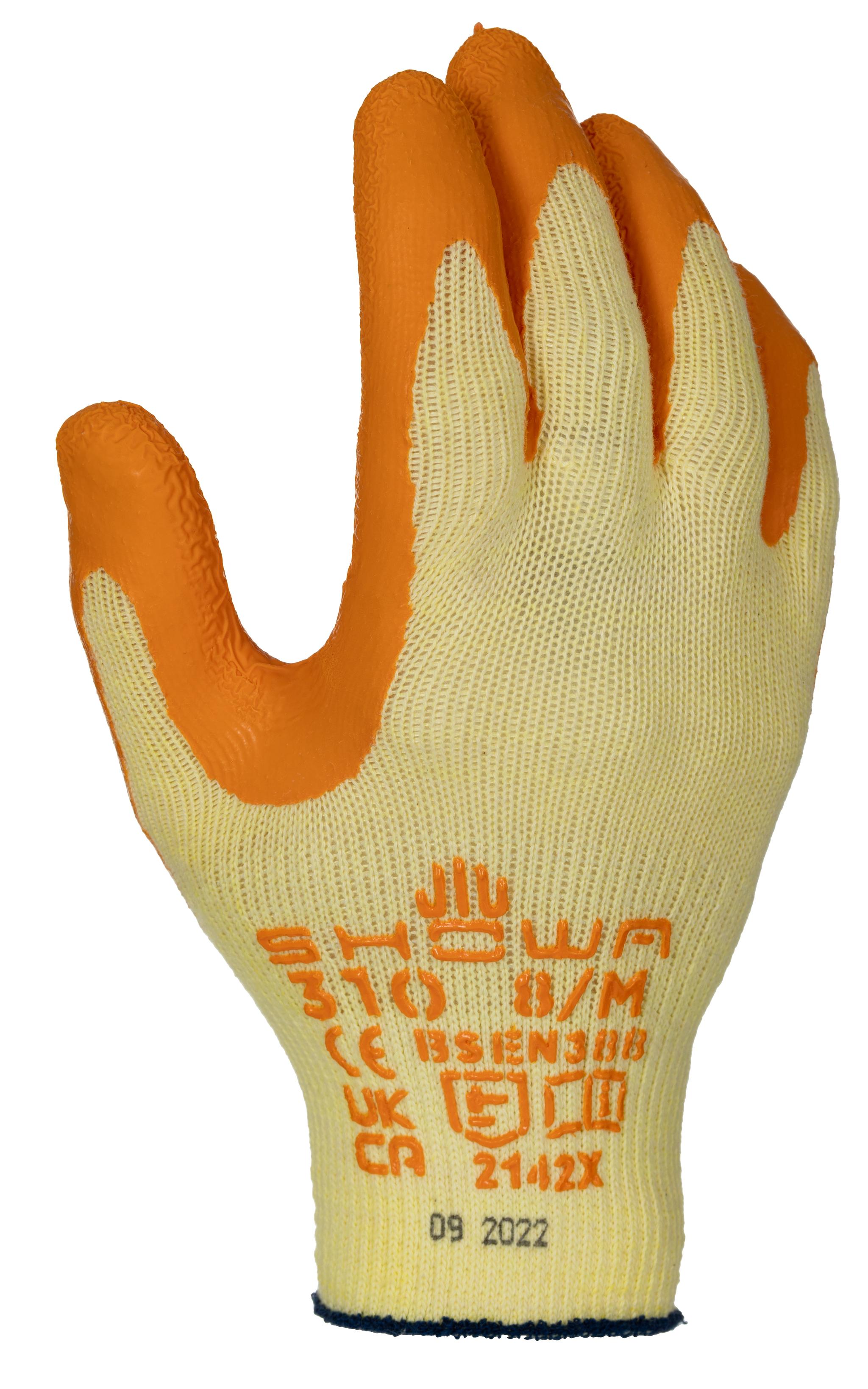 Produktfoto 1 von Showa Showa 310 Arbeitshandschuhe, Größe 8, M, Allgemeine Anwendungen, Polyester-Baumwoll-Faser Orange, Gelb 1Paar Stk.