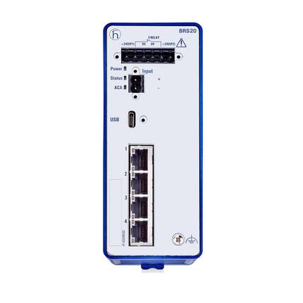 Produktfoto 1 von Hirschmann BOBCAT Ethernet-Switch, 4 x RJ45 / 1000 → 2500Mbit/s, bis 100m für DIN-Schienen, 12 → 24V dc