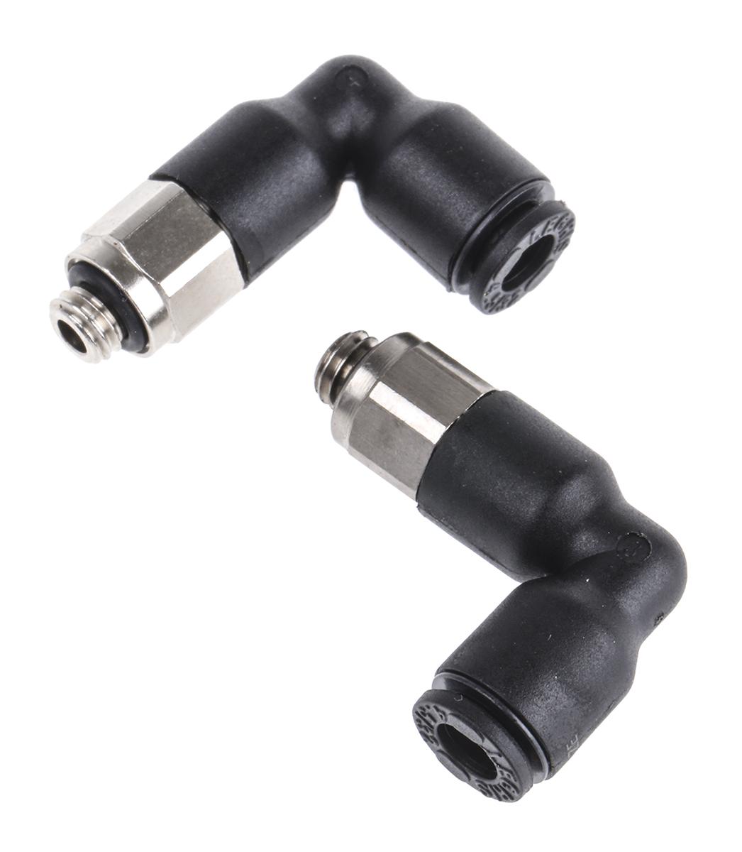 Legris LF3000 Winkelgewindeadapter, Gewinde-zu-Rohr, Nylon glasfaserverstärkt, M5 Stecker, 20 bar