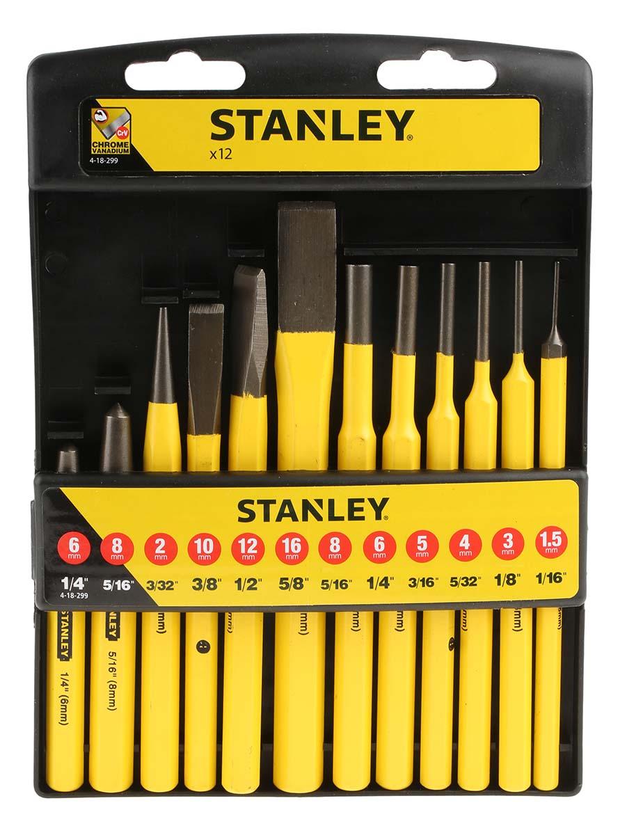 Stanley Splintentreiber Satz, Ø 1,5 → 6 mm, 12-teilig, Durchschlag