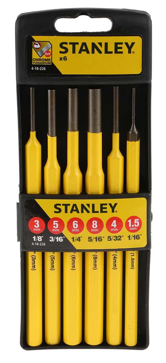 Stanley Splintentreiber Satz, Ø 1,5 → 3 mm, 6-teilig, Durchschlag