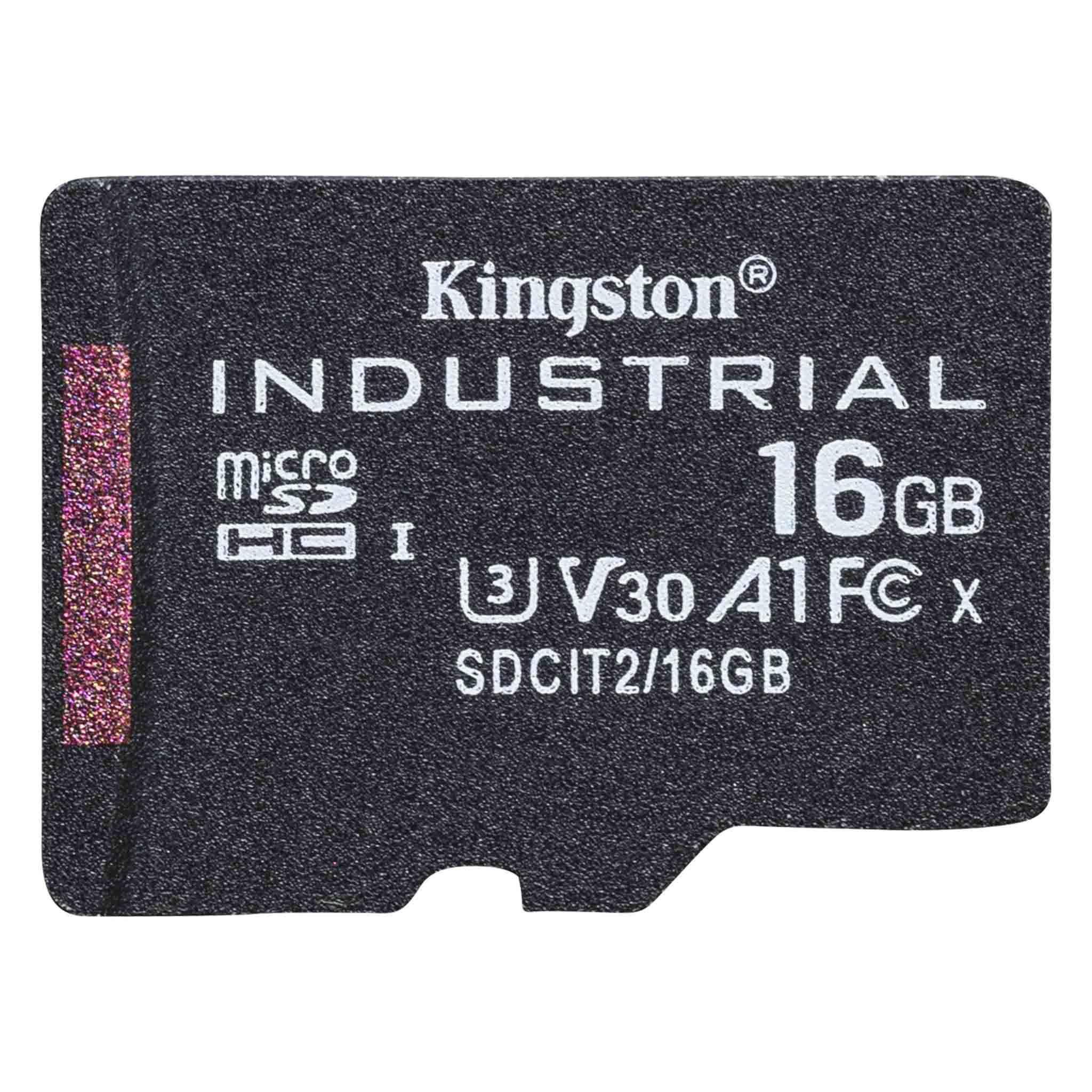 Kingston SDCIT2 Micro SDHC Micro SD Karte 16 GB Class 10, UHS-I, U3, V30, A1 Industrieausführung, TLC