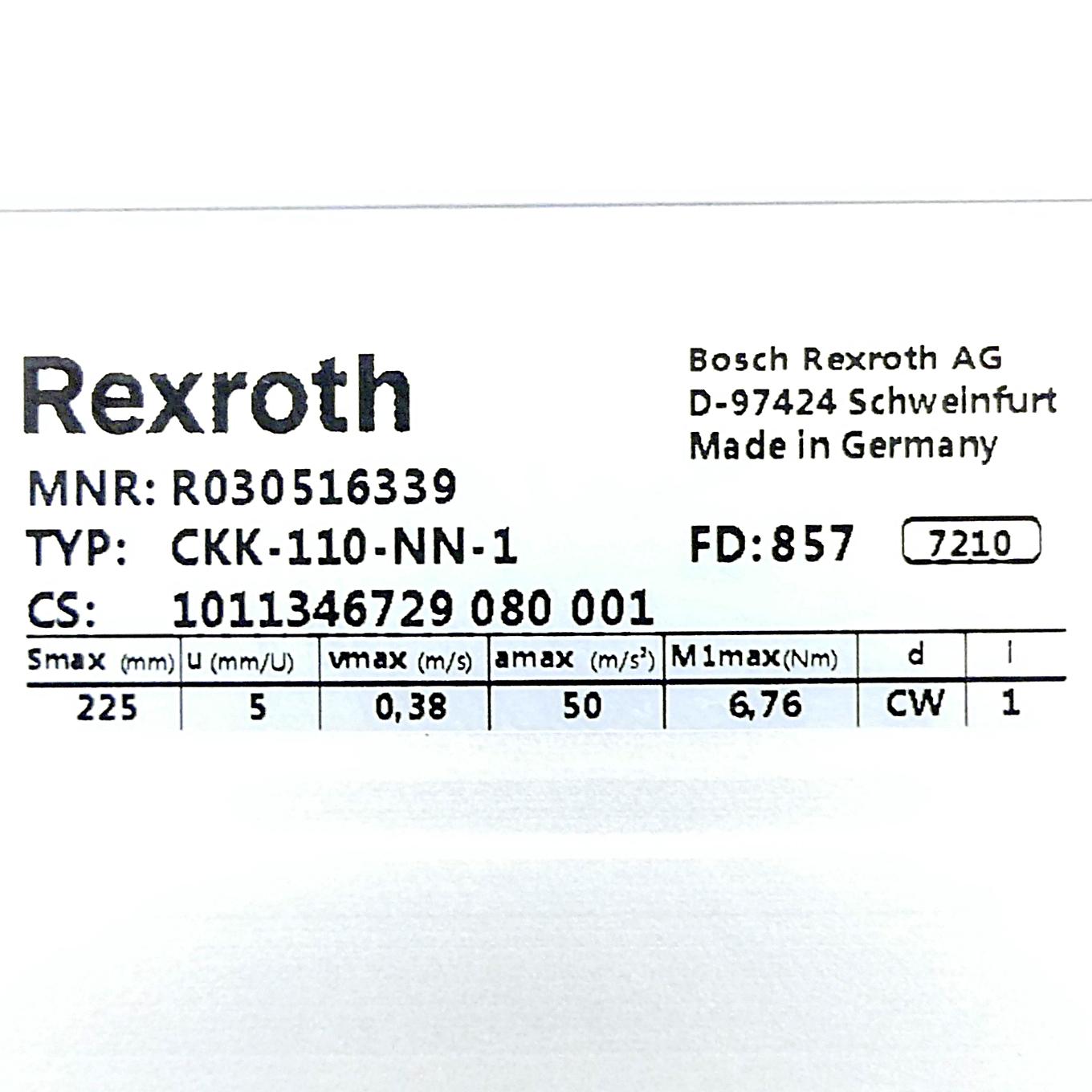 Produktfoto 2 von REXROTH Linearmodul CKK-110-NN-1