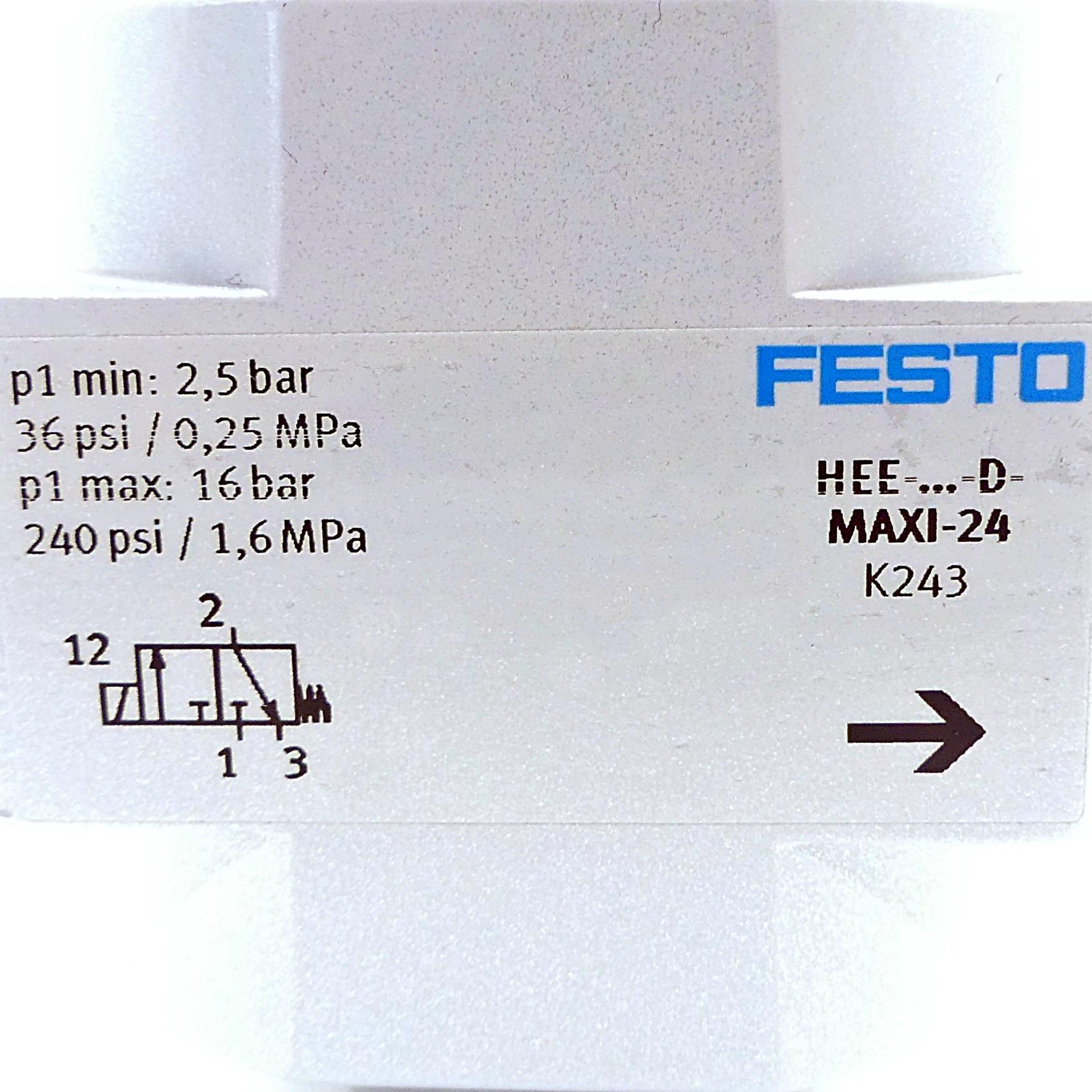 Produktfoto 2 von FESTO Einschaltventil HEE-D-MAXI-24