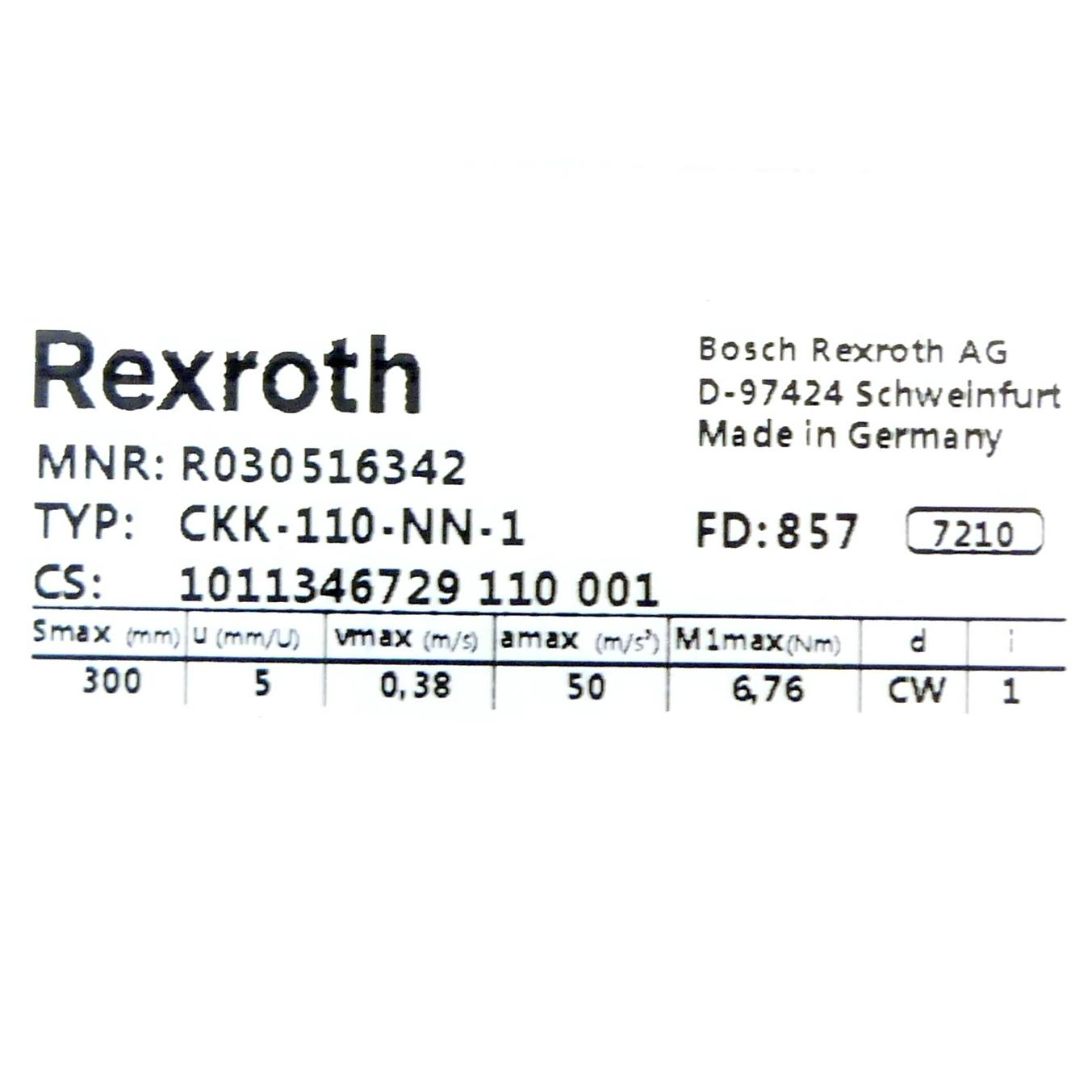 Produktfoto 2 von REXROTH Linearmodul CKK-110-NN-1