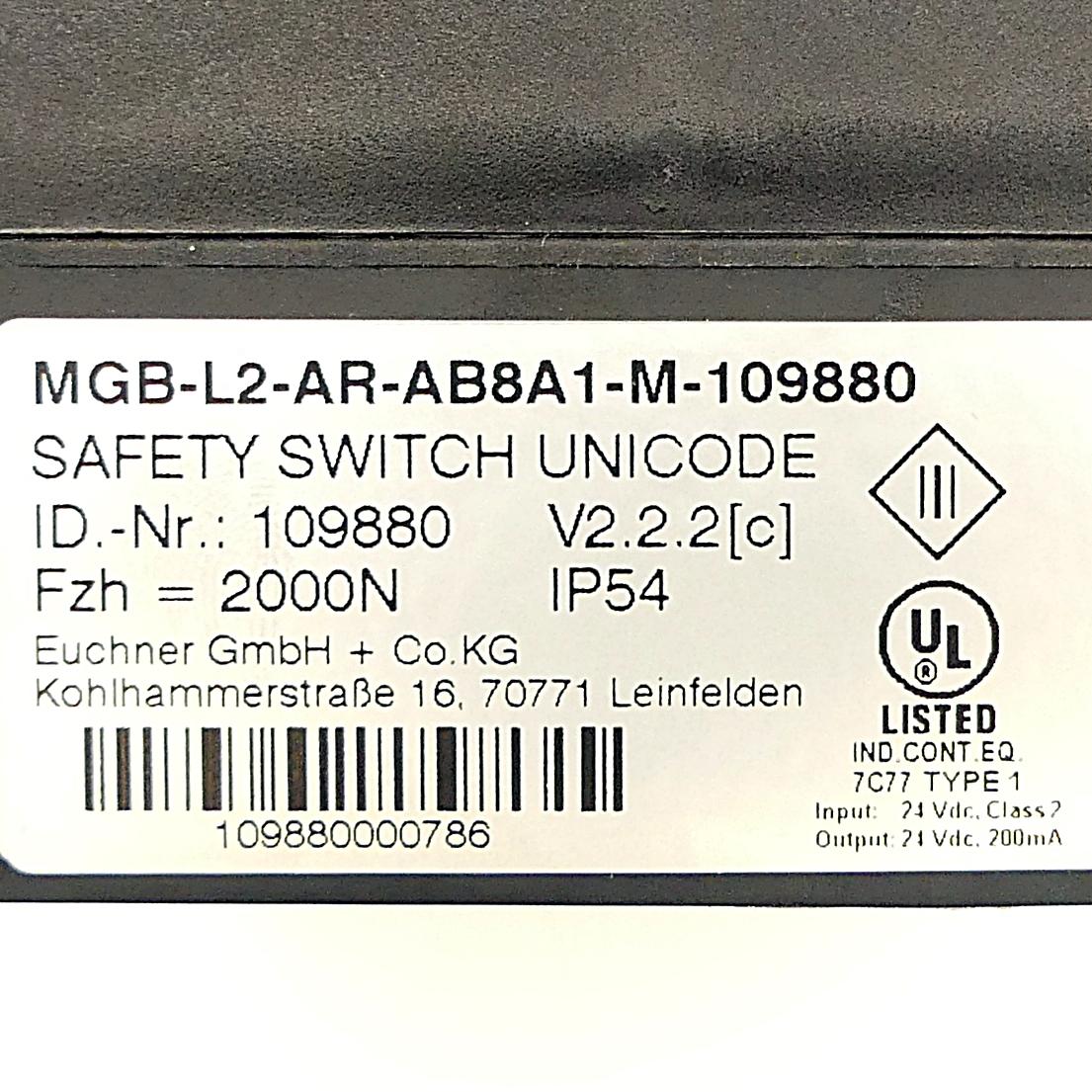 Produktfoto 2 von EUCHNER Sicherheitssteuergerät MGB-L2-AR-AB8A1-M