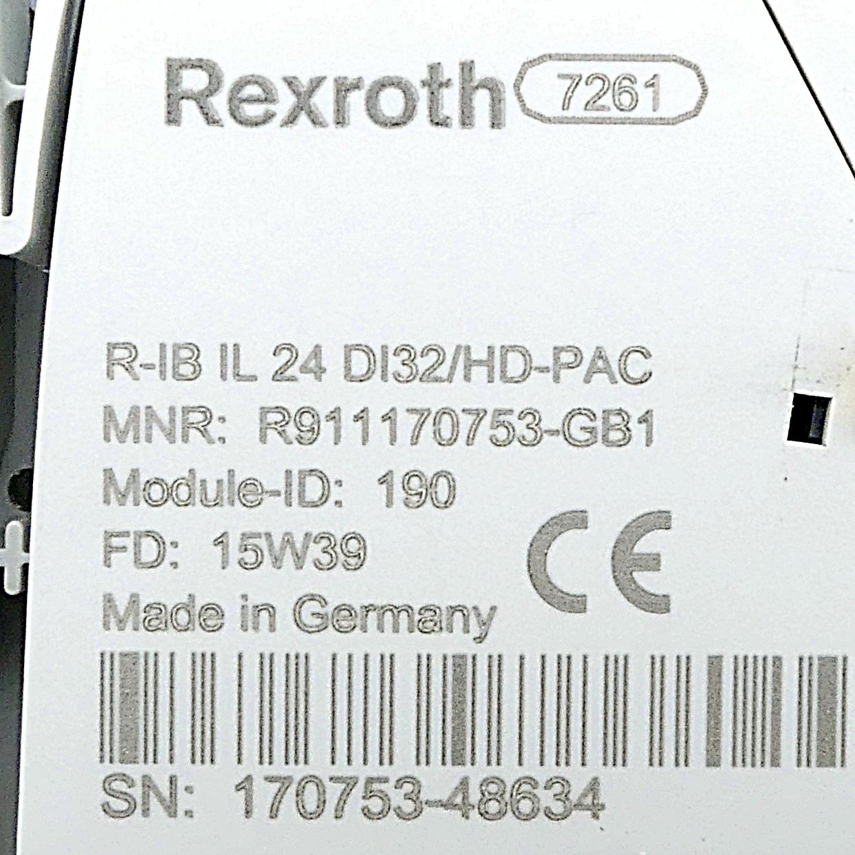 Produktfoto 2 von REXROTH Inline Funktions-Klemme R-IB IL 24 DI32/HD-PAC