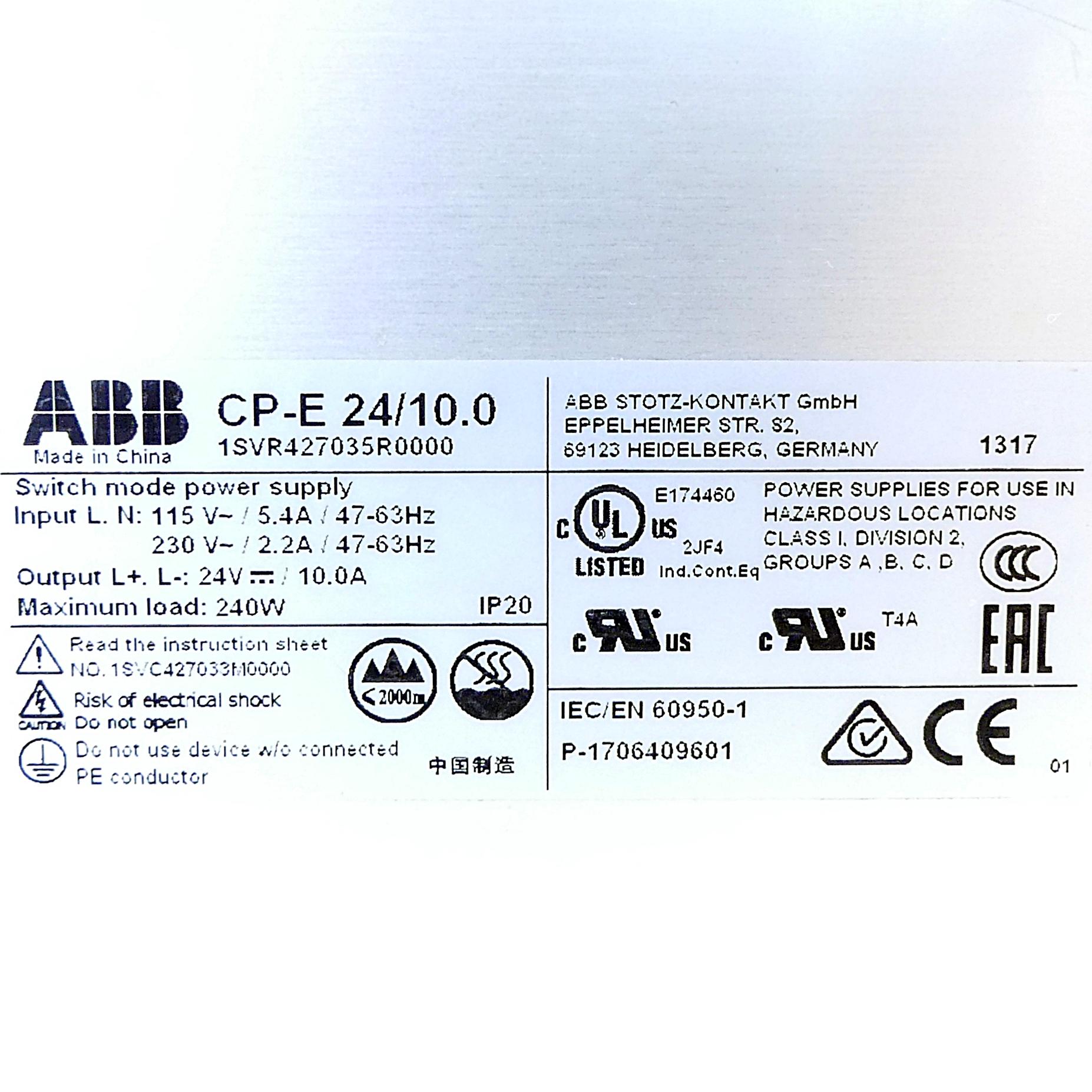 Produktfoto 2 von ABB Netzteil CP-E 24/10.0