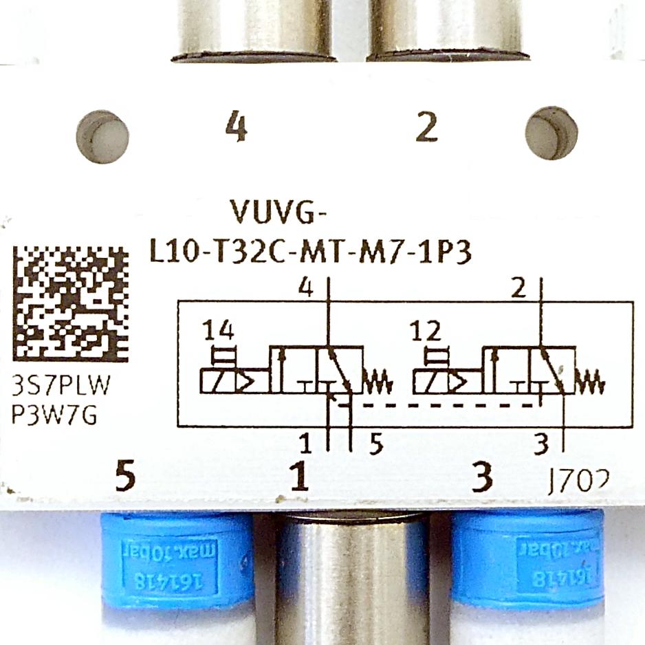 Produktfoto 2 von FESTO 2 x 3/2 Wegeventil VUVG-L10-T32C-MT-M7-1P3