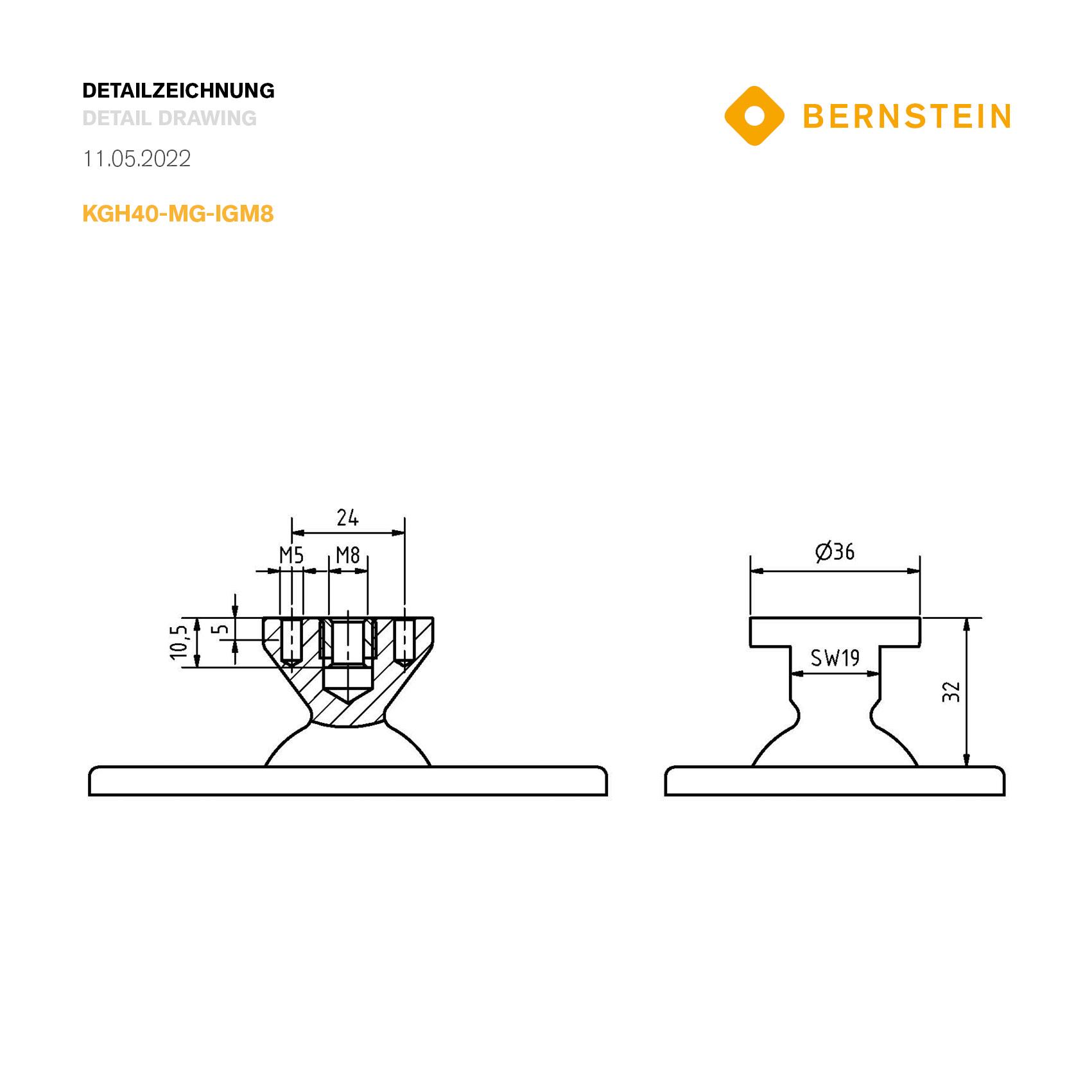 Produktfoto 6 von Kugelgelenk-Halter KØ40 magnetisch grau IGM8