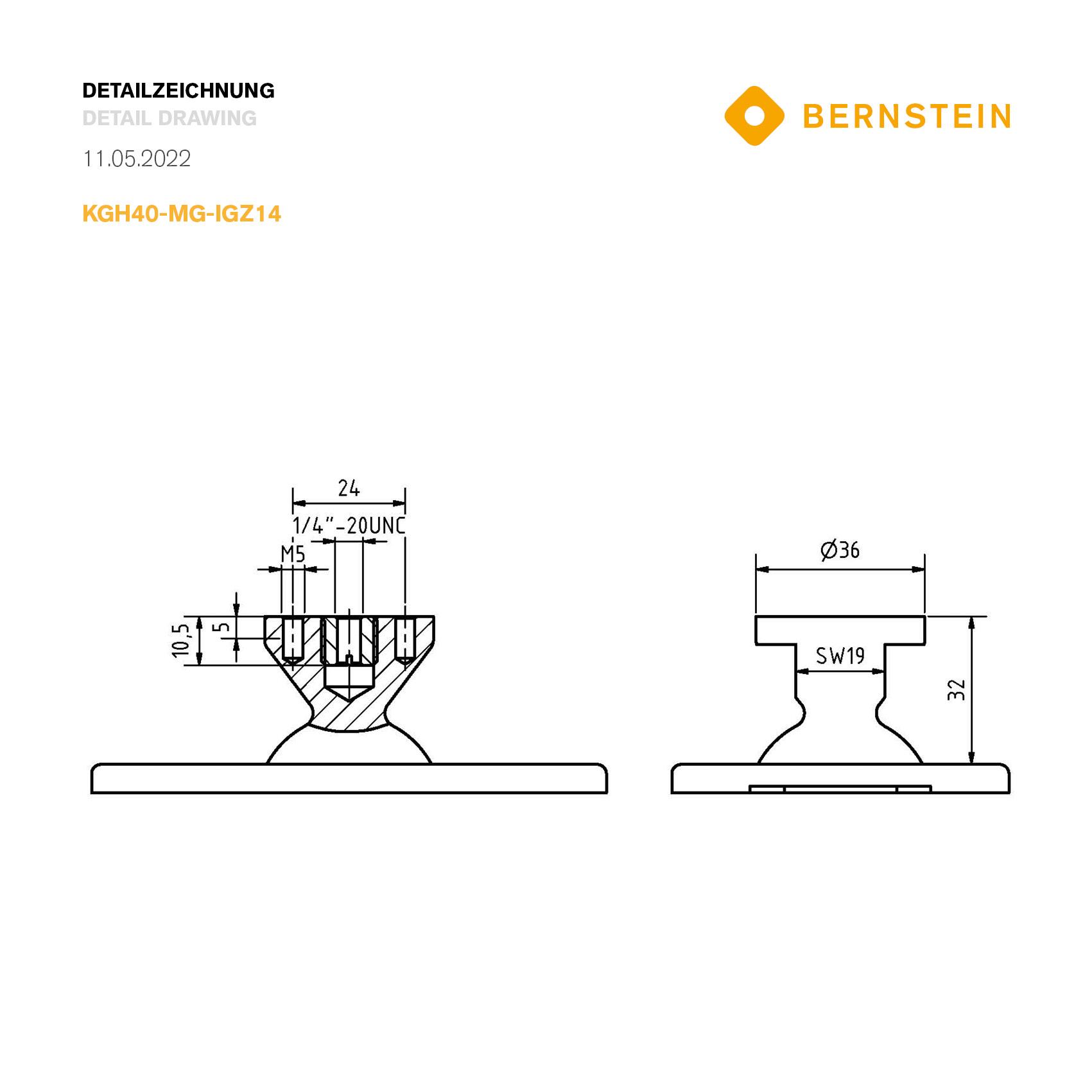 Produktfoto 6 von Kugelgelenk-Halter KØ40 magnetisch grau IGZ14