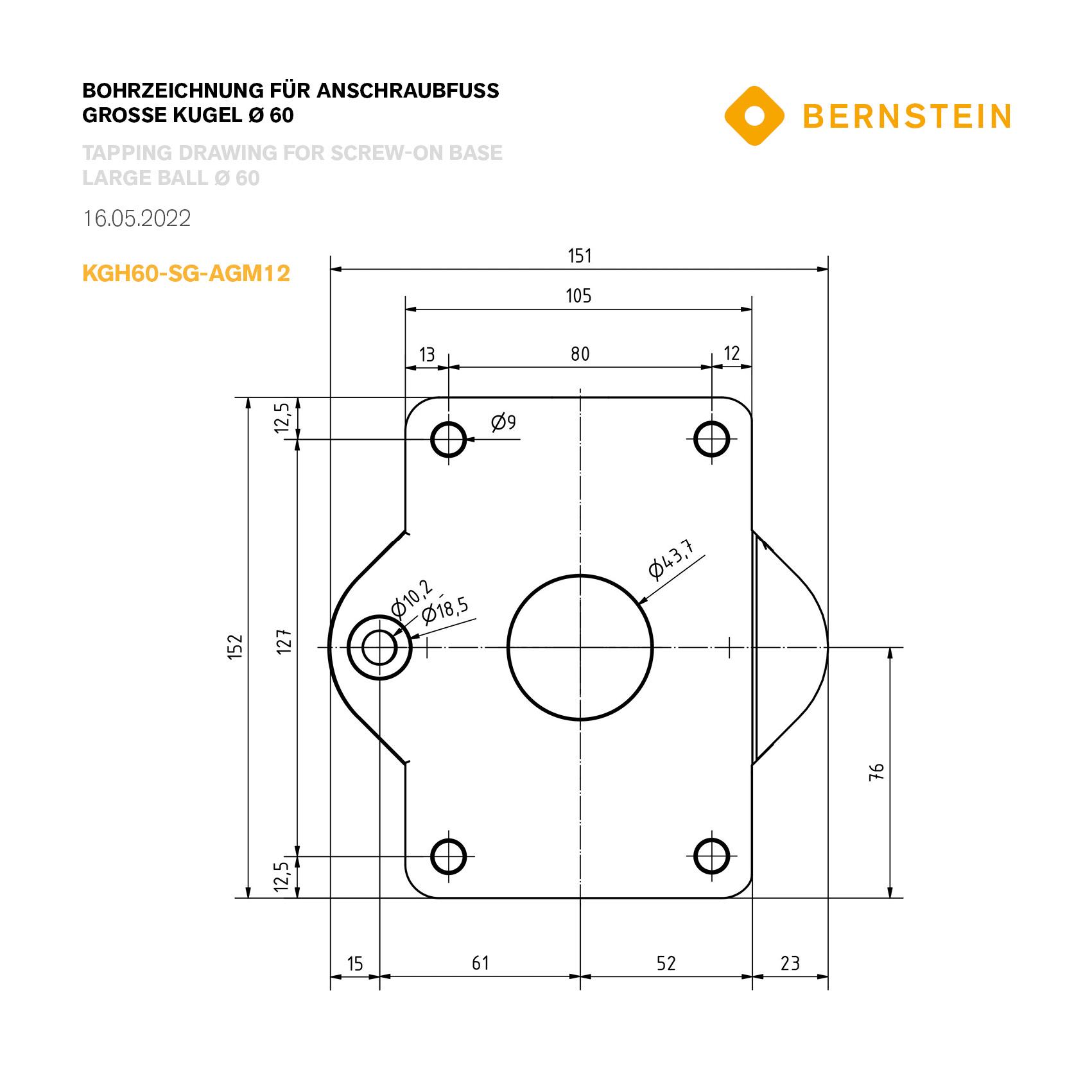 Produktfoto 7 von Kugelgelenk-Halter KØ60 Schrauben grau AGM12x1,5